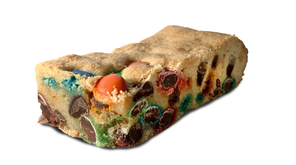 M&M Chocolate Chip Cookie Bar