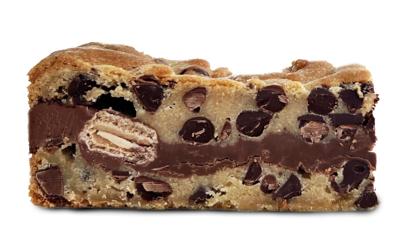 Cookie Butter & Twix Stuffed Chocolate Chip Cookie Bar