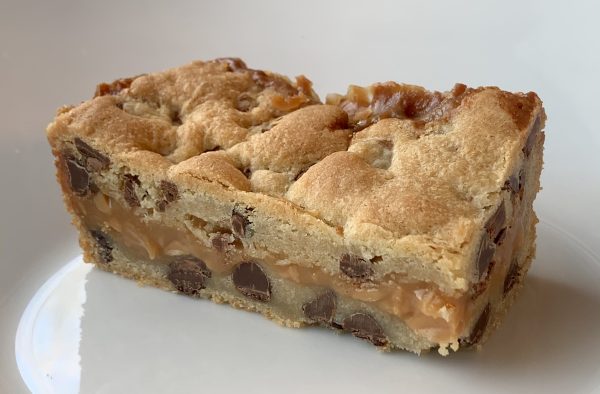 Caramel Stuffed Double Chocolate Cookie Bar